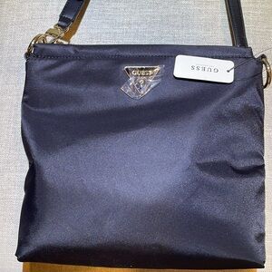NWT GUESS Black Nylon Crossbody Bag with silver hardware